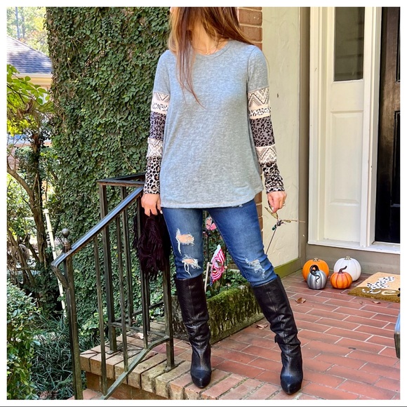 Bohemian Print Fabulous long  contrast detail sleeves perfect top - Picture 5 of 7